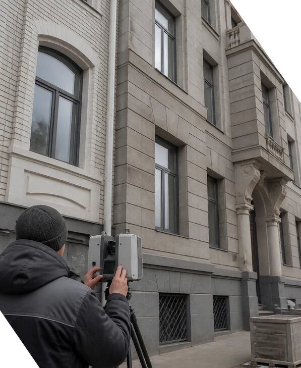 Лазерное сканирование фасадов зданий для обследования в Краснокаменске